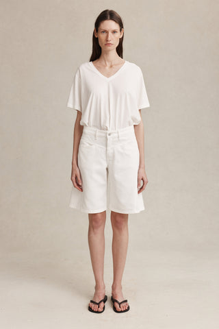 Marle Cross Stitch Jean Short - Blanc