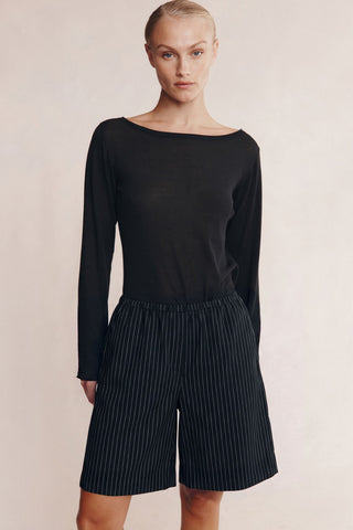 Marle Nara Short - Black Pinstripe