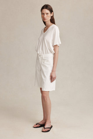 Marle Cross Stitch Jean Short - Blanc