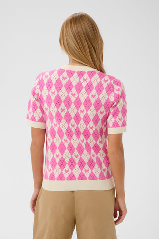 Saint Tropez Pamilla S/S Top - Pink Argyle Hearts
