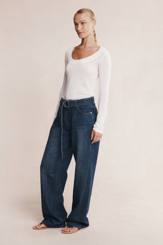 Marle Belted Wide Leg Jean - Dark Wash