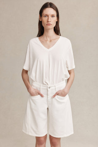Marle Cross Stitch Jean Short - Blanc