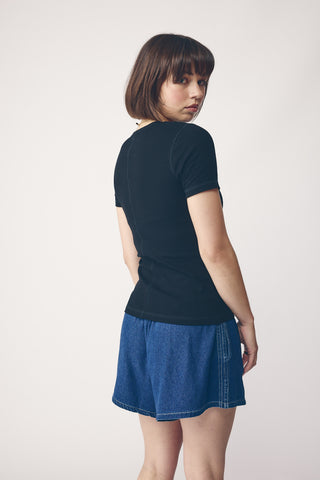 Commoners Base Ribbed S/S Tee - Black