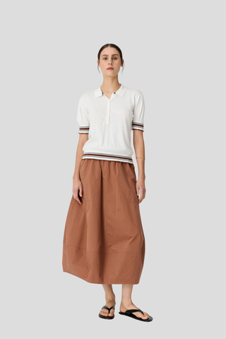 POL Dahlia Knit Polo - White/Toffee