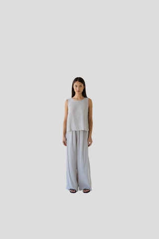 Sophie Shell Buttons Top Silky - Pebble
