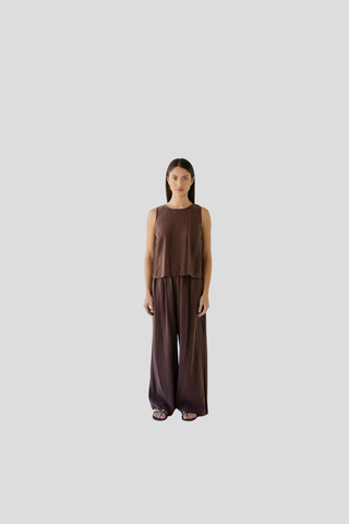 Sophie Silky Wide Leg Pant - Earth