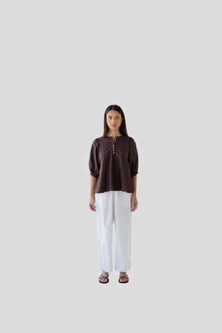 Sophie Shell Button Blouse - Raisin