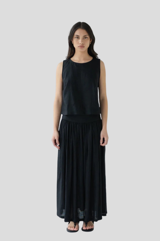 Sophie I'm Ready Skirt - Black Linen