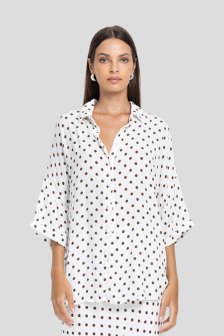 Blak Santiago Shirt - Ivory & Chocolate Spot