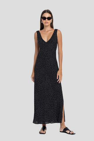 Blak Alexandria Dress - Black w/ White Spot