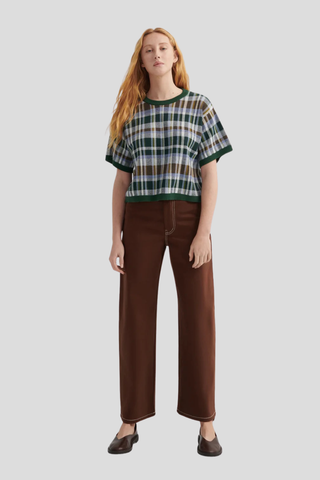 Kowtow Chequered Tee - Forest