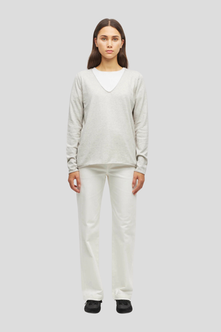 JHL V-Neck L/S T (Fine Cotton Cashmere) Grey Marle