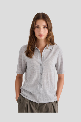 Laing Featherlight Cashmere Shirt - Grey Marle