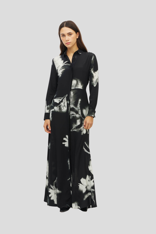 Juliette Hogan Lisbeth Dress (Inkflower Silk) Carbon