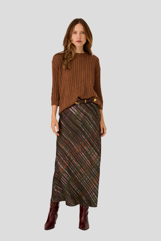 POL Vaun Cable Knit Tee - Toffee