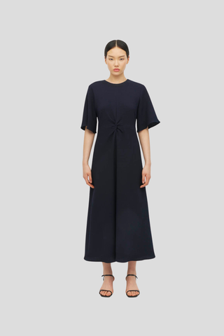Juliette Hogan Twist Dress (Zig Zag Crepe) Navy