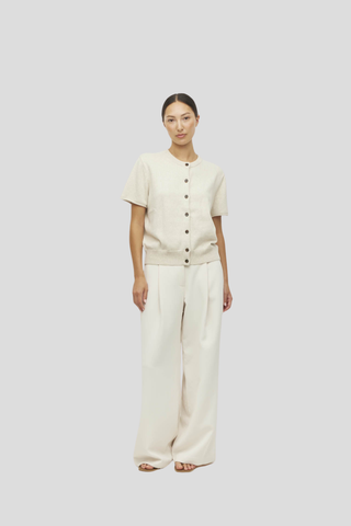 Juliette Hogan Twin T Cardi (Cotton Knit)  Toast Marle