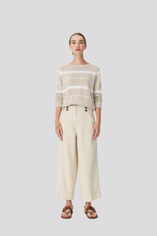 Pol Rosin Stripe Knit - Pebble/Chalk