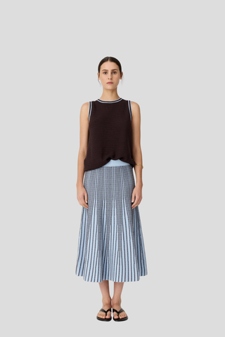 Pol Evlyn Knit Tank - Choc/Blue