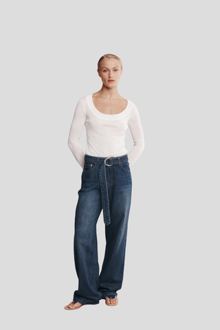 Marle Belted Wide Leg Jean - Dark Wash