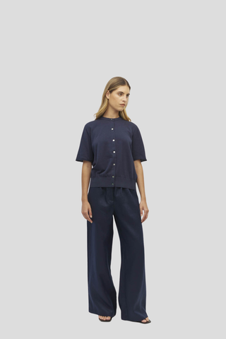 Juliette Hogan Twin T Cardi (Light Cotton Knit)  Slate Blue