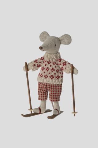 Maileg Winter Mouse with Skis - Mum