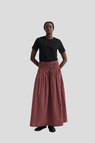 Kowtow Weaver Skirt - Maroon Check