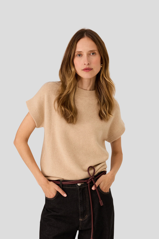 POL Astor Knit Top - Pebble