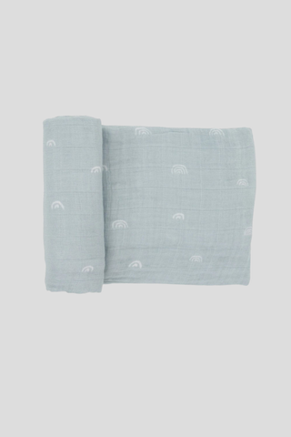 Little Unicorn Cotton Muslin Swaddle - Blue Rainbow