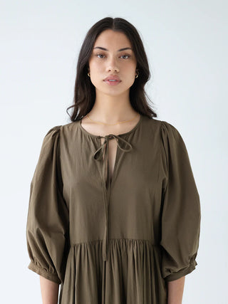 Sophie Cotton Midi Dress - Forest