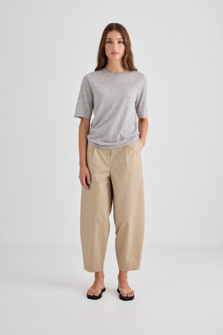 Laing Featherlight Pure Cashmere T-Shirt - Grey Marle
