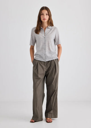 Laing Featherlight Cashmere Shirt - Grey Marle