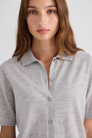 Laing Featherlight Cashmere Shirt - Grey Marle