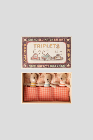 Maileg Baby Mice Triplets in a matchbox