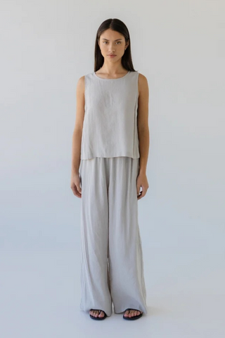 Sophie Shell Buttons Top Silky - Pebble