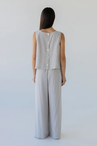 Sophie Shell Buttons Top Silky - Pebble