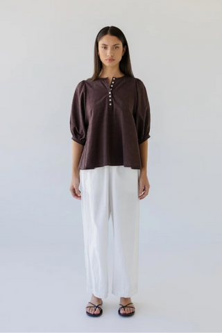 Sophie Shell Button Blouse - Raisin