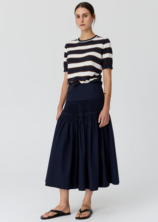 Pol Darcey Stripe Knit Tee - Ink/White/Choc