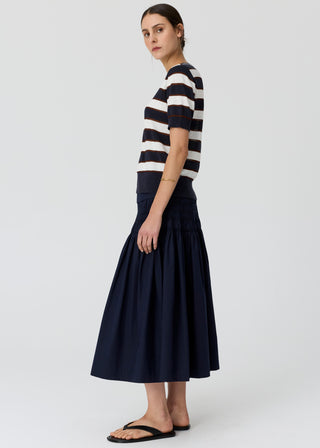 Pol Darcey Stripe Knit Tee - Ink/White/Choc