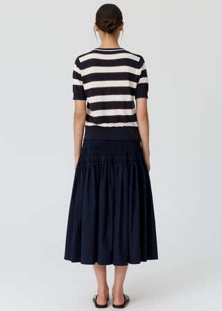 Pol Darcey Stripe Knit Tee - Ink/White/Choc