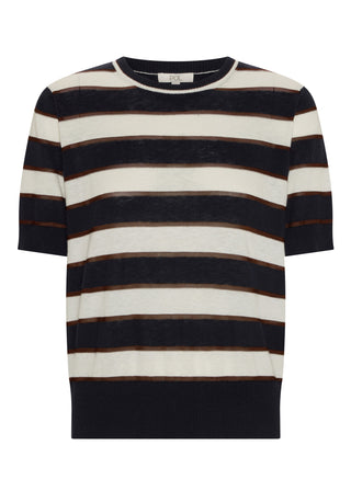 Pol Darcey Stripe Knit Tee - Ink/White/Choc