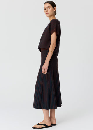 Pol Evlyn Knit Top - Choc/Ink