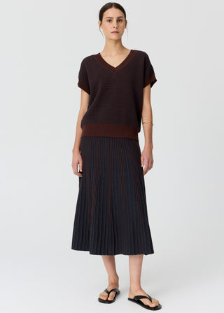 Pol Evlyn Knit Top - Choc/Ink