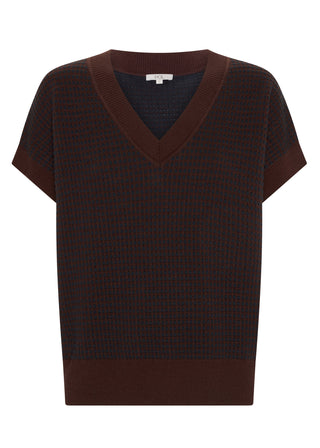 Pol Evlyn Knit Top - Choc/Ink