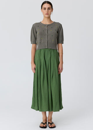 Pol Viloa S/S Beaded Cardigan - Moss