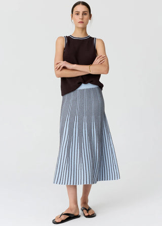 Pol Evlyn Knit Tank - Choc/Blue