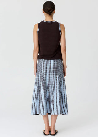 Pol Evlyn Knit Tank - Choc/Blue