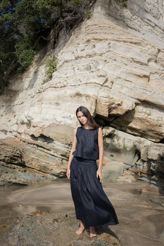 Sophie I'm Ready Skirt - Black Linen