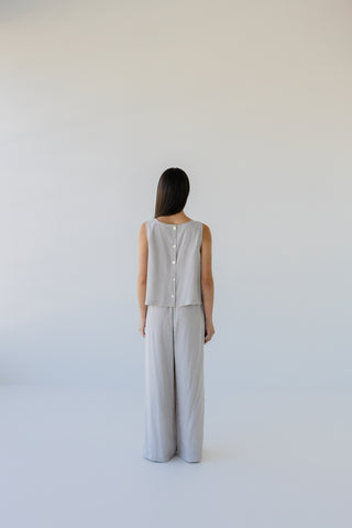 Sophie Shell Buttons Top Silky - Pebble