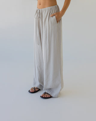 Sophie Silky Wide Leg Pant - Pebble